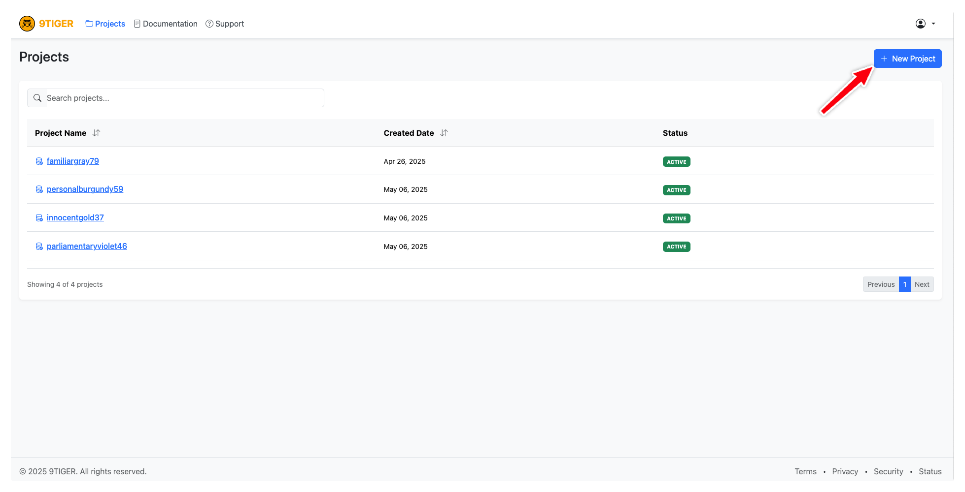 New Project Button